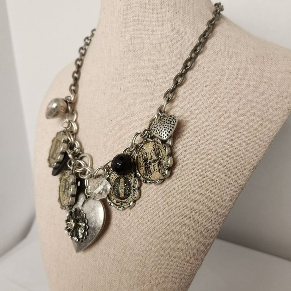 HOPE Heart Necklace Mixed Media Charm Statement Necklace 21 inch Length - Picture 6 of 8
